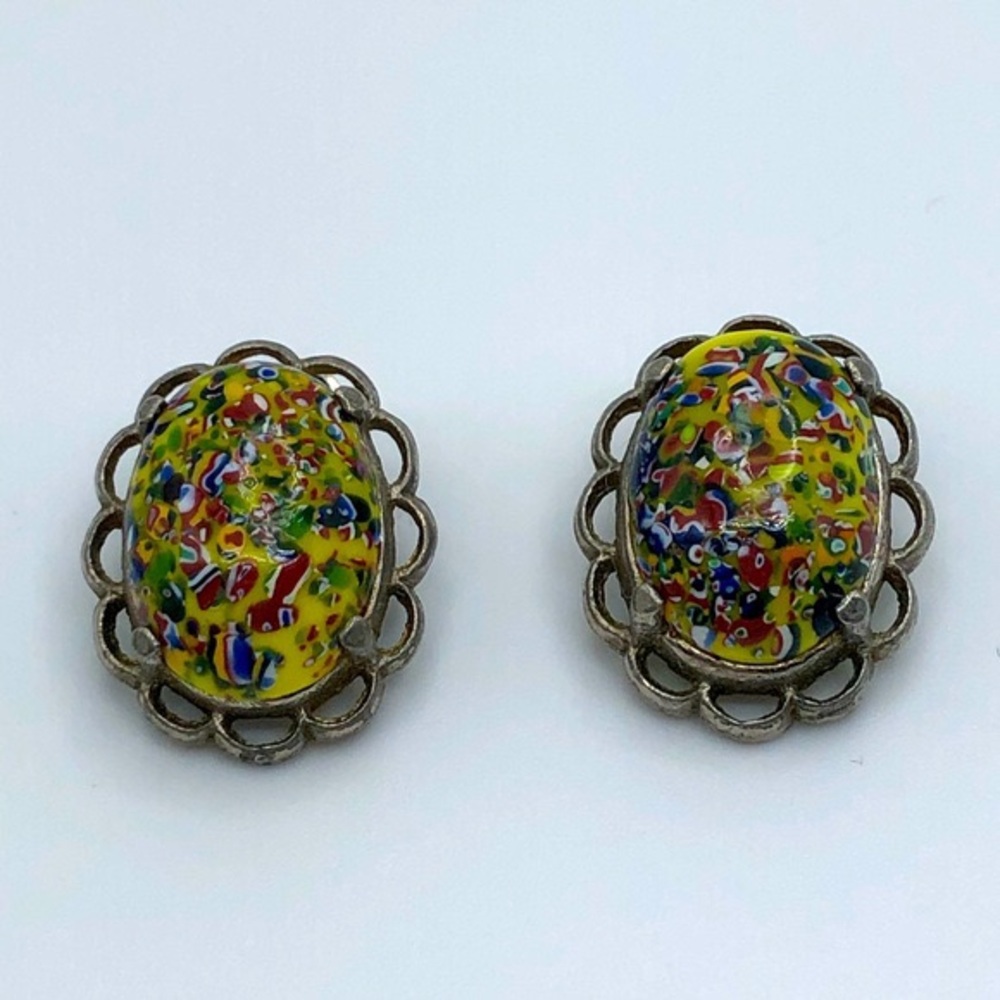 Vintage Yellow Murano Glass Clip on Earrings